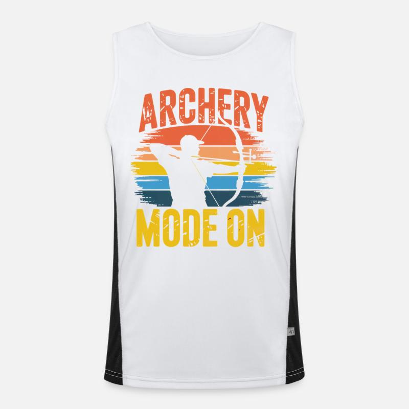 Archery Mode On Retro Sunset Funktionelles Kontrast-Tank Top für Männer 
