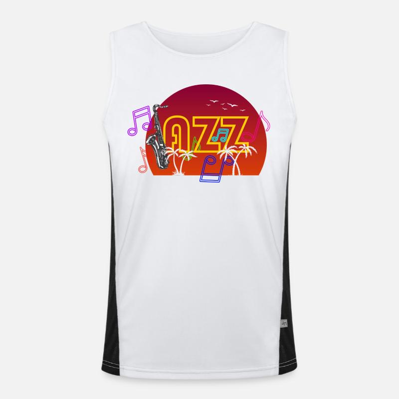 Jazz Sunset Neon Sax Men's Functional Contrast Tank Top 