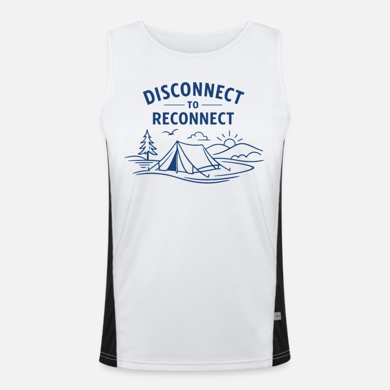 Déconnecter pour reconnecter | Pleine conscience du camping Débardeur respirant contrasté Homme 