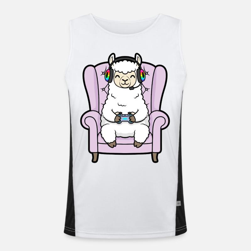 Gamer Llama Alpaca Videospielkunst Funktionelles Kontrast-Tank Top für Männer 