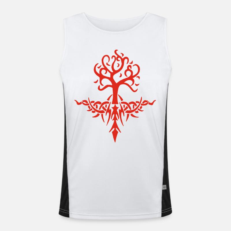 Red Thorny Tree Men's Functional Contrast Tank Top 