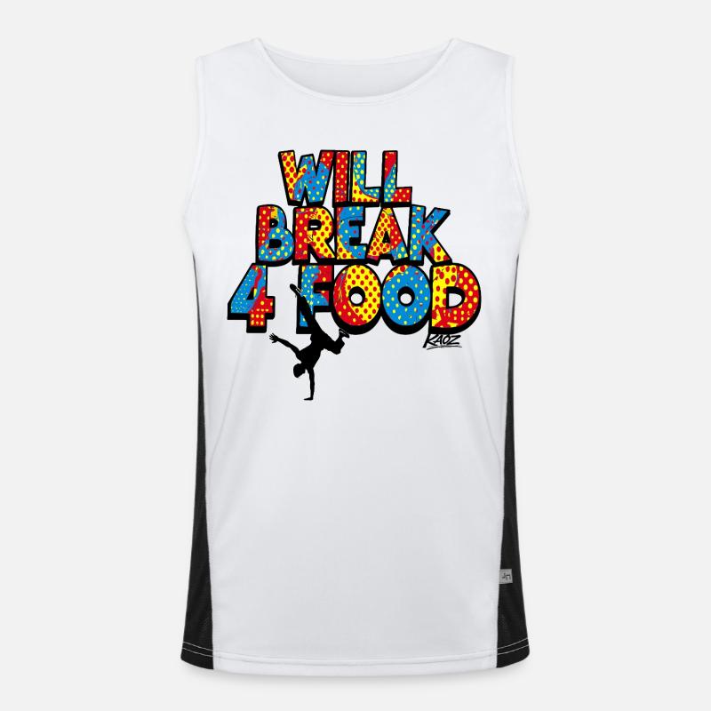 Will Break 4 Mad Pop Breakdance Hip-Hop - Funktionel kontrast tanktop til herrer  - hvid/sort