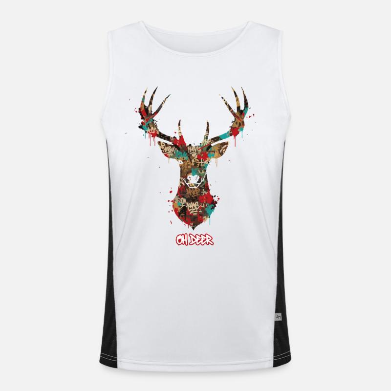 Hirsch Graffiti Funktionelles Kontrast-Tank Top für Männer 