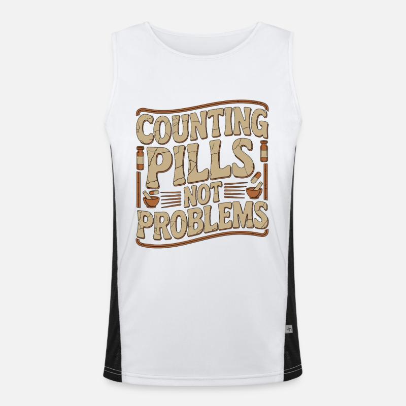 Pharmacist Student Counting Pills Pharmacy Trainee Funktionelles Kontrast-Tank Top für Männer 