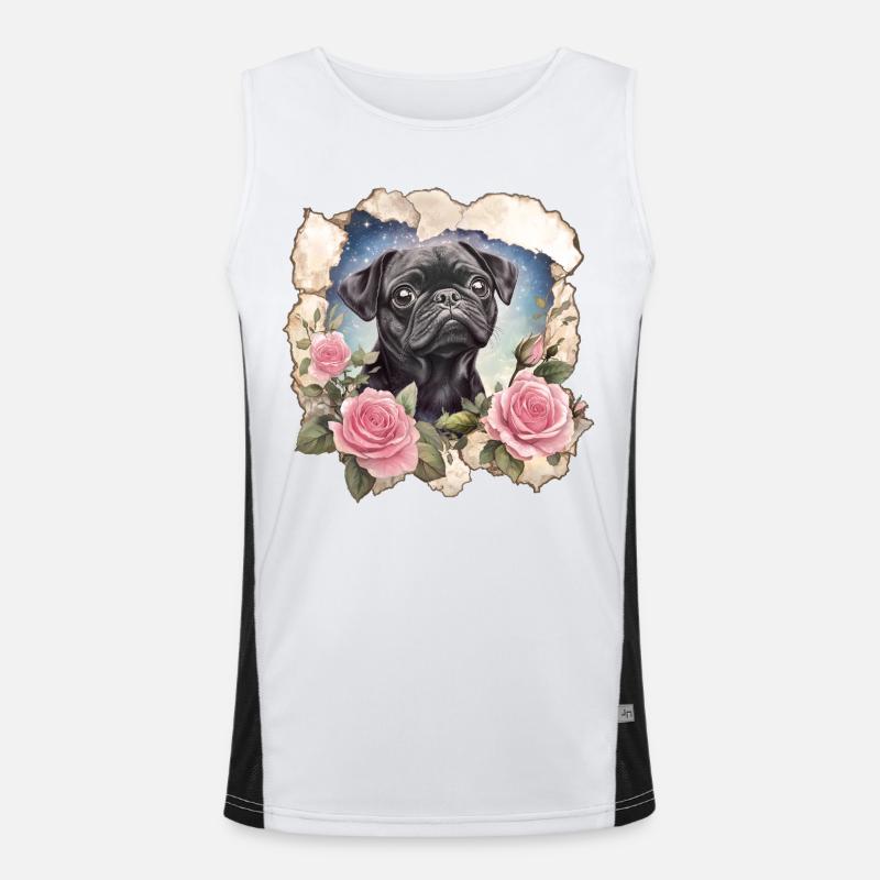 Schwarzer Mops Funktionelles Kontrast-Tank Top für Männer 