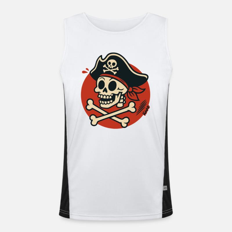 Pirate skull with crossed bones Men's Functional Contrast Tank Top 