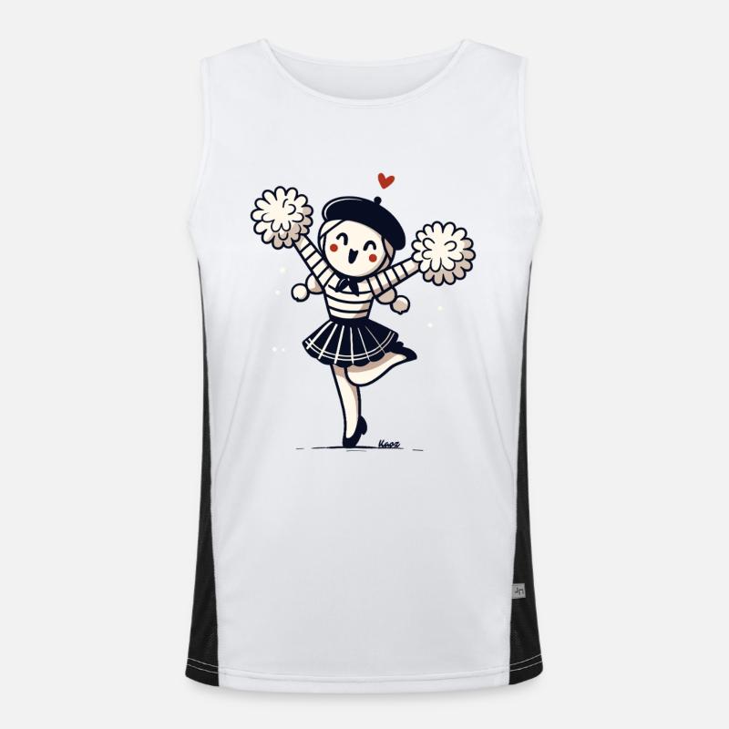 Niedliches Mädchen mit Pompons Pantomime Funktionelles Kontrast-Tank Top für Männer 