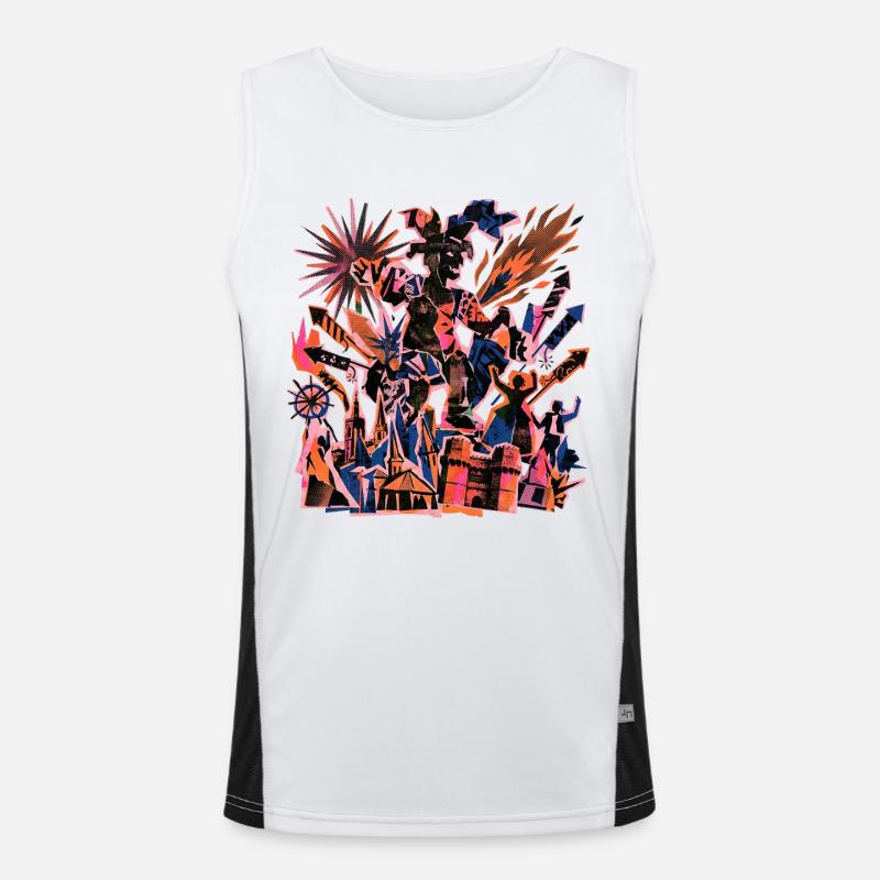 Fallas De Valencia Risographie Funktionelles Kontrast-Tank Top für Männer 