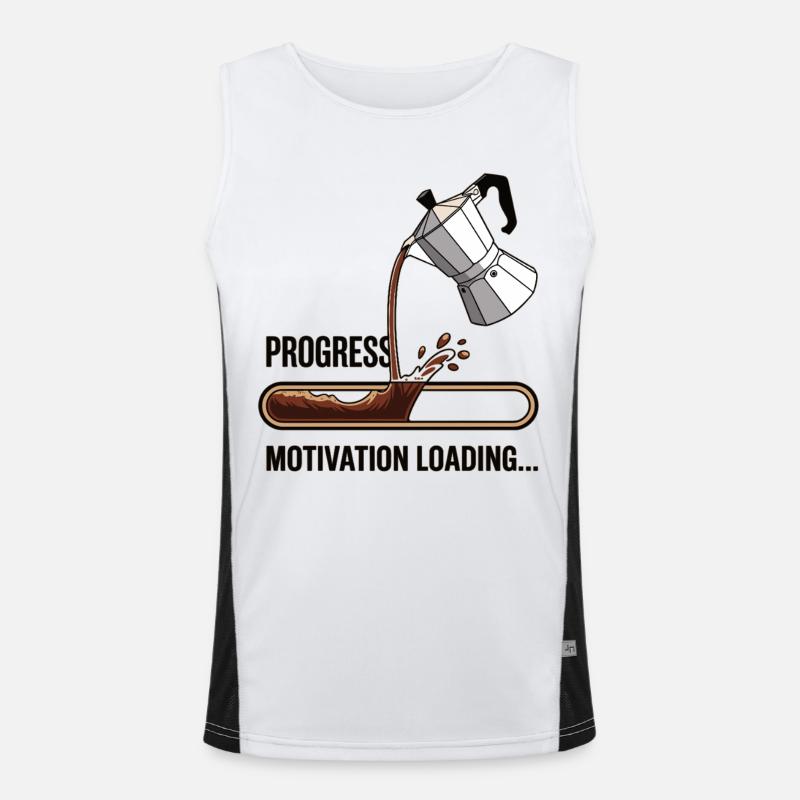 Motivation Loading Shirt mit Kaffee mit Ladebalken Funktionelles Kontrast-Tank Top für Männer 