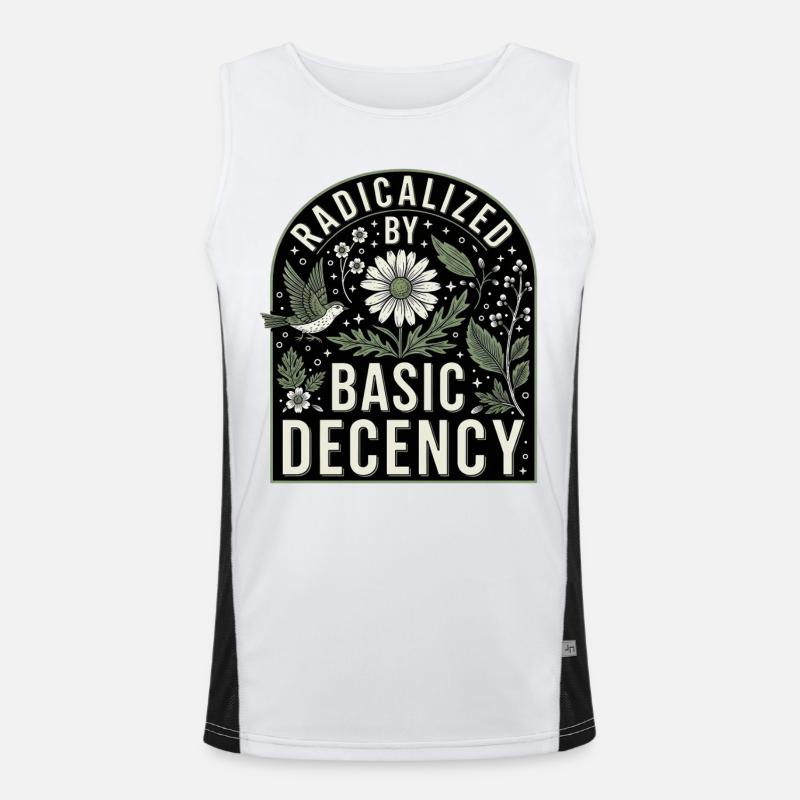Radicalized By Basic Decency Statement Shirt - Men's Functional Contrast Tank Top  - white/black