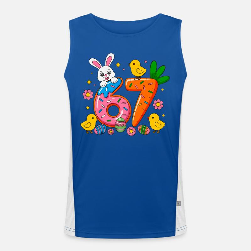 67 Six Seven Cute Bunny Rabbit Easter Day Men's Functional Contrast Tank Top 