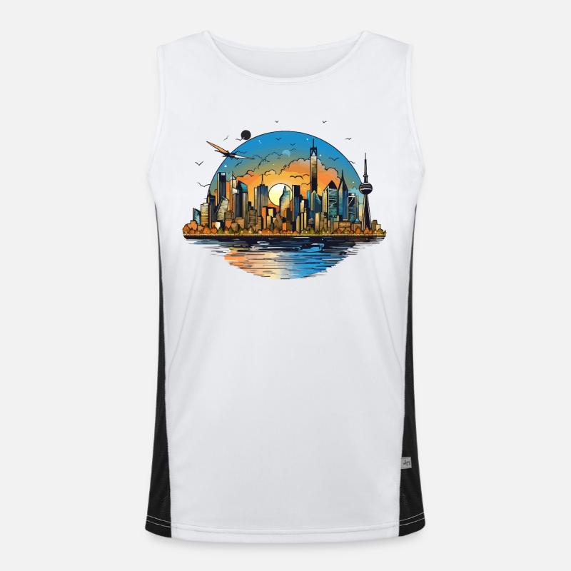 Sunset Skyline Reflection Men's Functional Contrast Tank Top 
