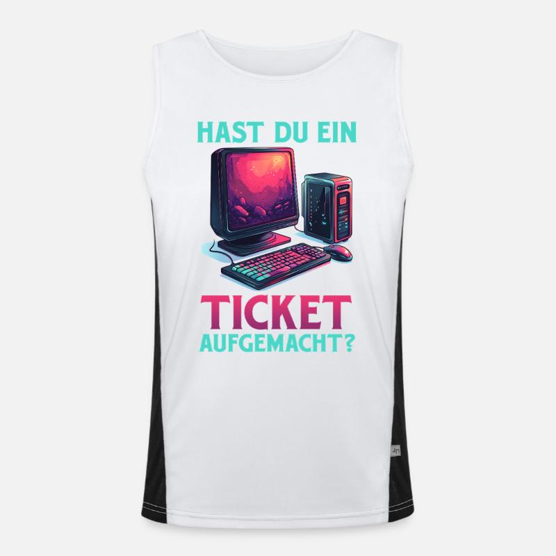 Support informatique AVEZ-VOUS OUVERT UN TICKET ? DRÔLE Débardeur respirant contrasté Homme 