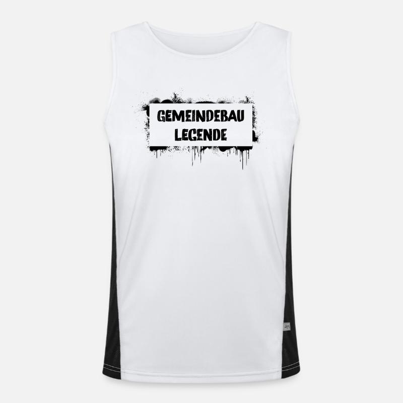 Gemeindebau-Legende – Wiener Kult Spruch Funktionelles Kontrast-Tank Top für Männer 
