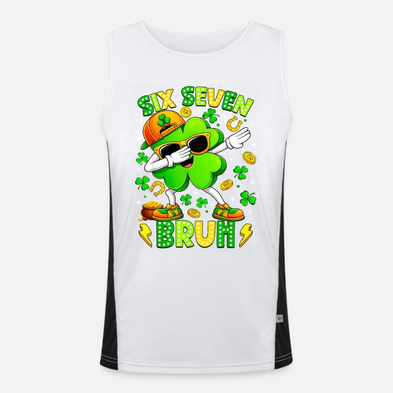 Six Seven Bruh Meme 67 St Patrick Day Men's Functional Contrast Tank Top 