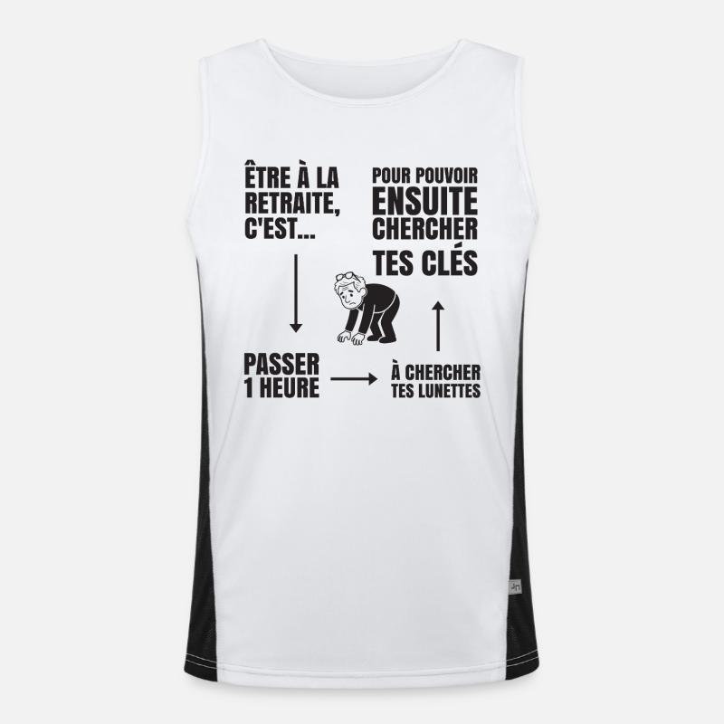 Im Ruhestand mit oder ohne Brille (schwarzer Text) Funktionelles Kontrast-Tank Top für Männer 