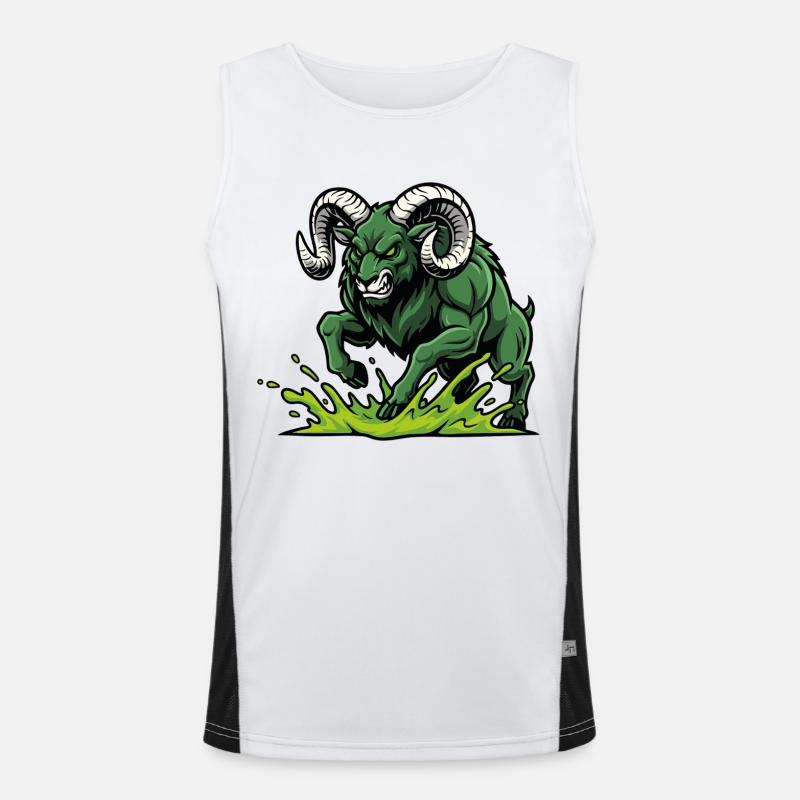 Ram Green Toxic Charge Mascot Ram Men's Functional Contrast Tank Top 