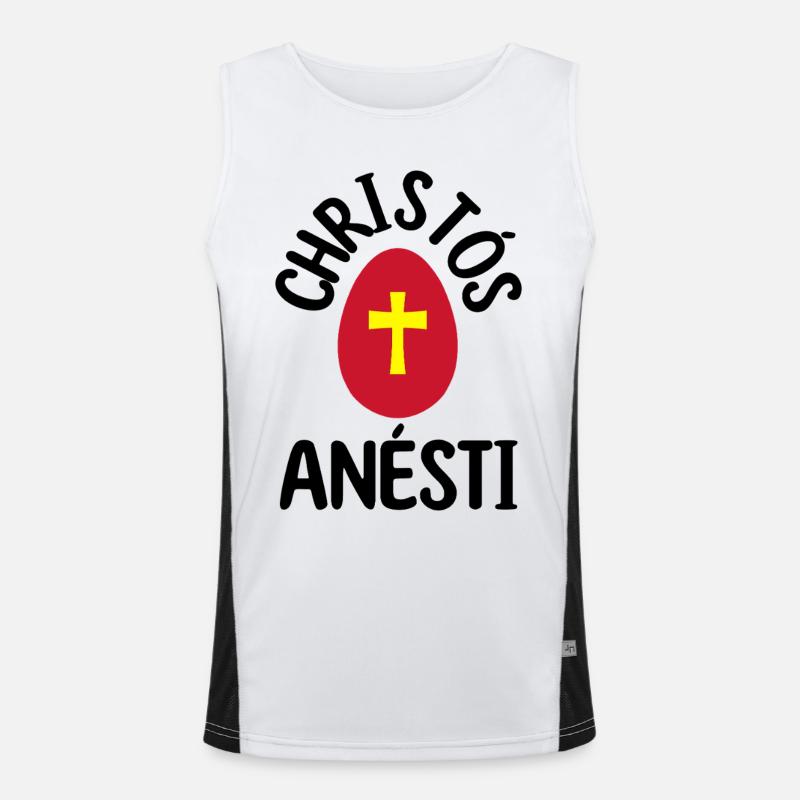 Christos Anesti Greek Easter Egg Orthodox Easter Men's Functional Contrast Tank Top 