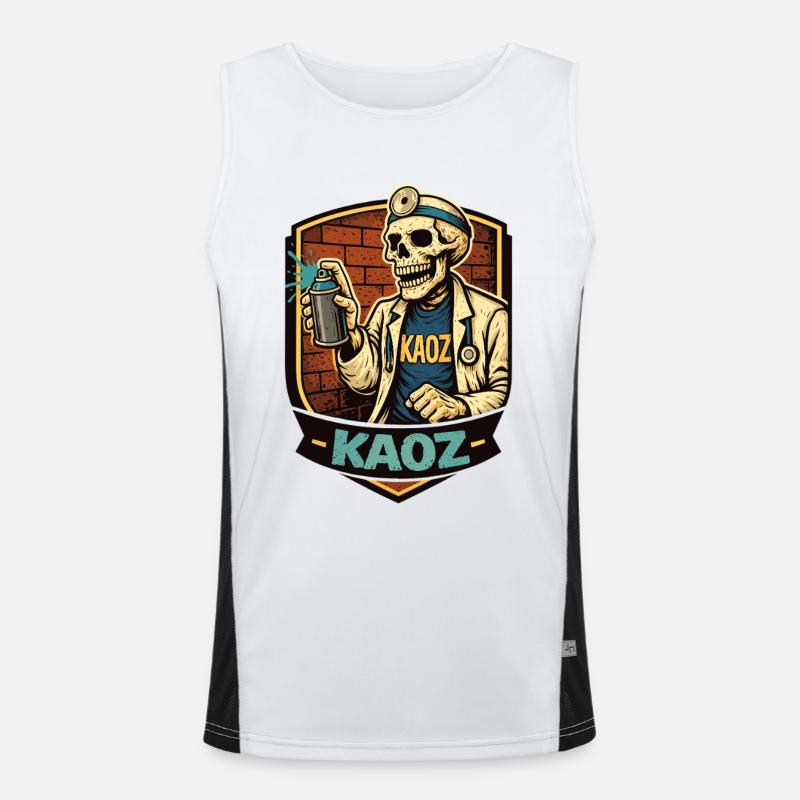 Skeleton Medic Graffiti Shield - Men's Functional Contrast Tank Top  - white/black