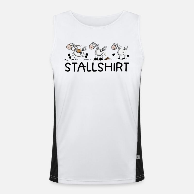 Lustiges Pferde Stallshirt Strichmännchen Pferd Funktionelles Kontrast-Tank Top für Männer 