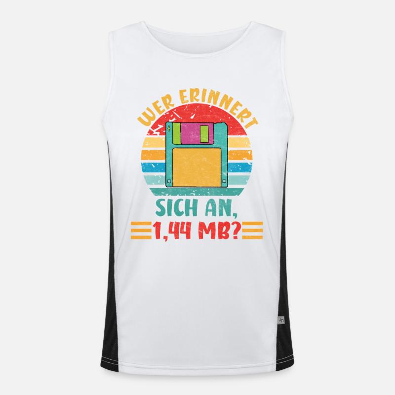 Coder WHO REMEMBERS 1.44 MB? FUNNY - Men's Functional Contrast Tank Top  - white/black