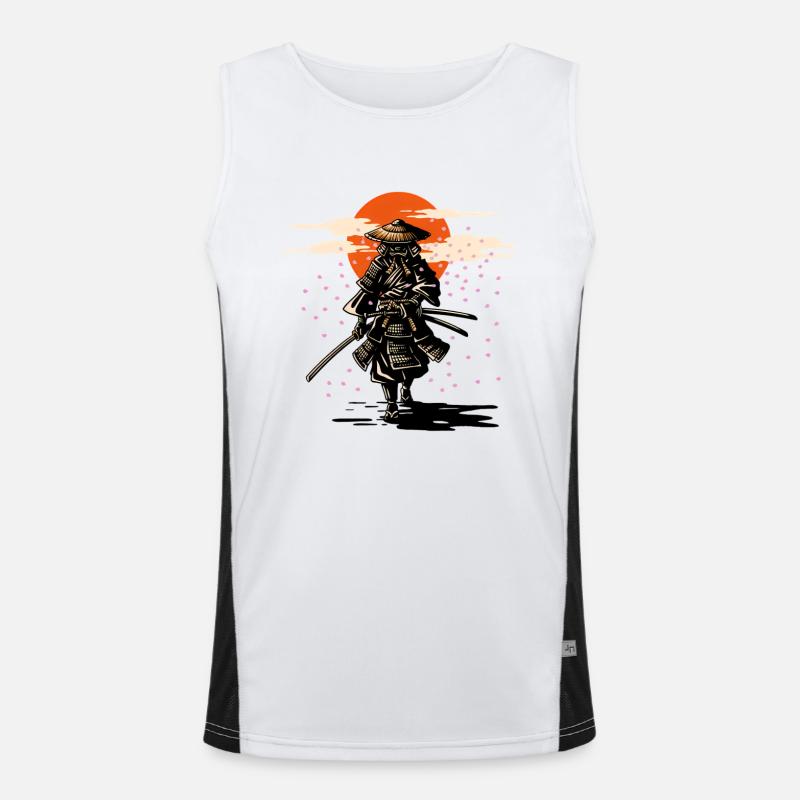 Samurai Sun and Sakura Men's Functional Contrast Tank Top 