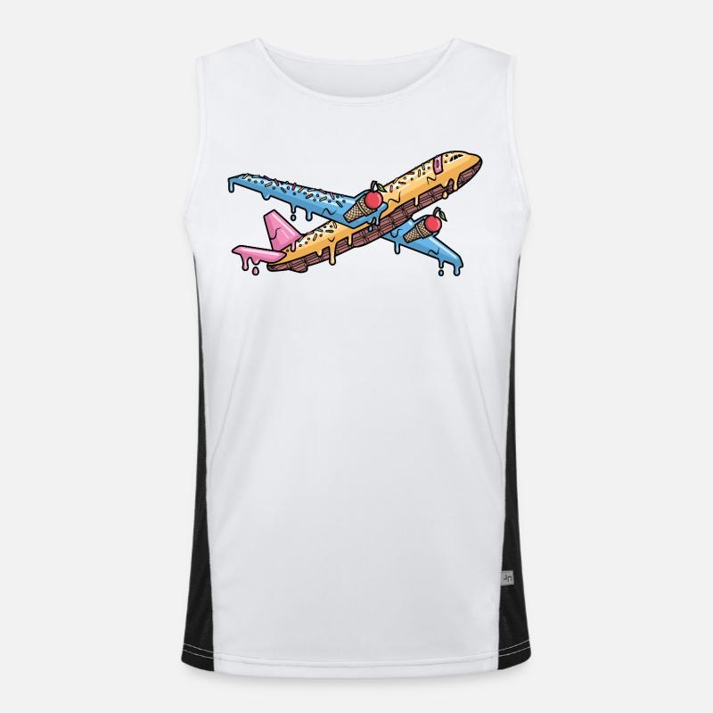 Flugzeug Flieger Eiscreme Kinder Jungen Pilot - Men's Functional Contrast Tank Top  - white/black