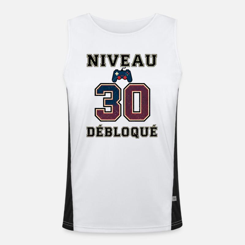 Level 30 Unlocked – Game Controller - Men's Functional Contrast Tank Top  - white/black