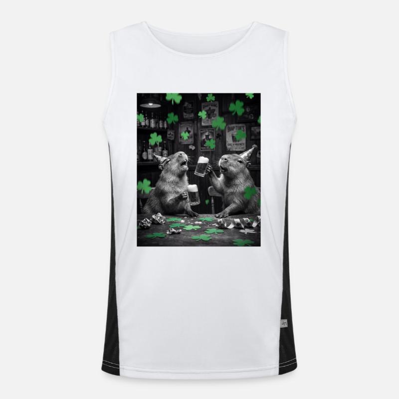 St Patrick Capybara Toast in the Pub Men's Functional Contrast Tank Top 