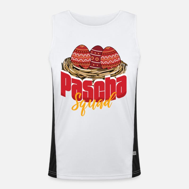Påskegruppe Ortodoks påske Gresk påske - Funksjonell kontrast-singlet for menn - hvit/svart