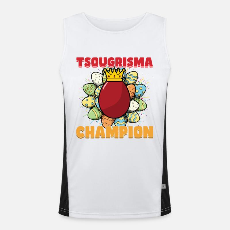 Tsougrisma Champion Gresk Påske - Funksjonell kontrast-singlet for menn - hvit/svart