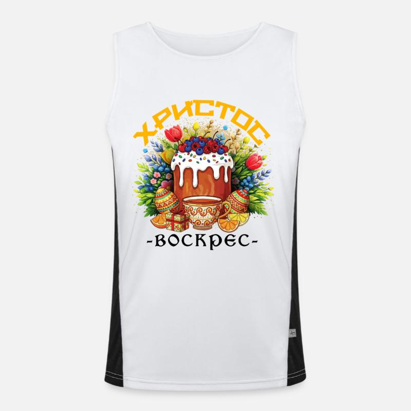 Pascha Græsk Helligdag Ortodoks Græsk Påske - Funktionel kontrast tanktop til herrer  - hvid/sort