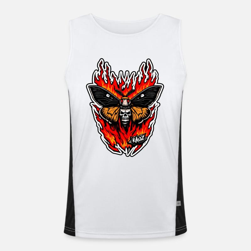 Flame Skull Moth Inferno Men's Functional Contrast Tank Top 