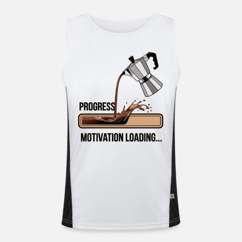 Coffee Lover Shirt – Motivation Loading Progress Men's Functional Contrast Tank Top 