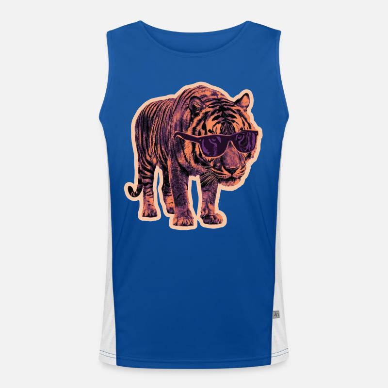 Tiger Sonnenbrille Risographie Funktionelles Kontrast-Tank Top für Männer 