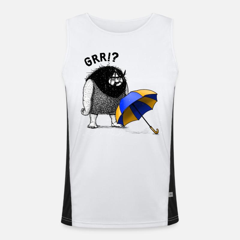 Caveman with Umbrella Men's Functional Contrast Tank Top 