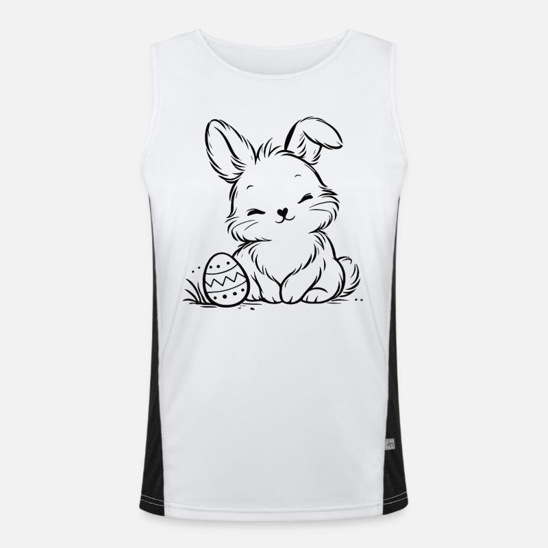 Easter bunny with Easter egg Men's Functional Contrast Tank Top 
