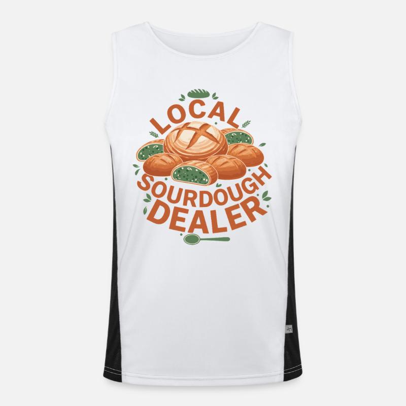 Lokal surdejsforhandler bager brødbager - Funktionel kontrast tanktop til herrer  - hvid/sort