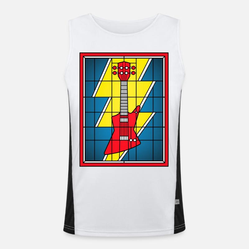 Glasmaleri-Gitarre mit Blitz Funktionelles Kontrast-Tank Top für Männer 