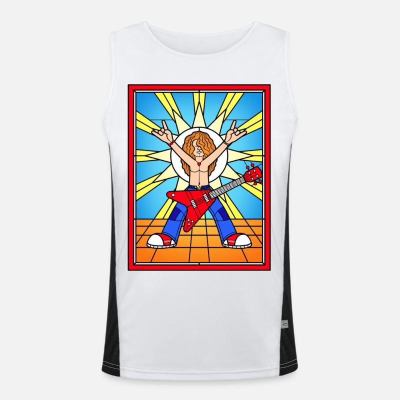 Buntglas-Rockgitarrist Funktionelles Kontrast-Tank Top für Männer 