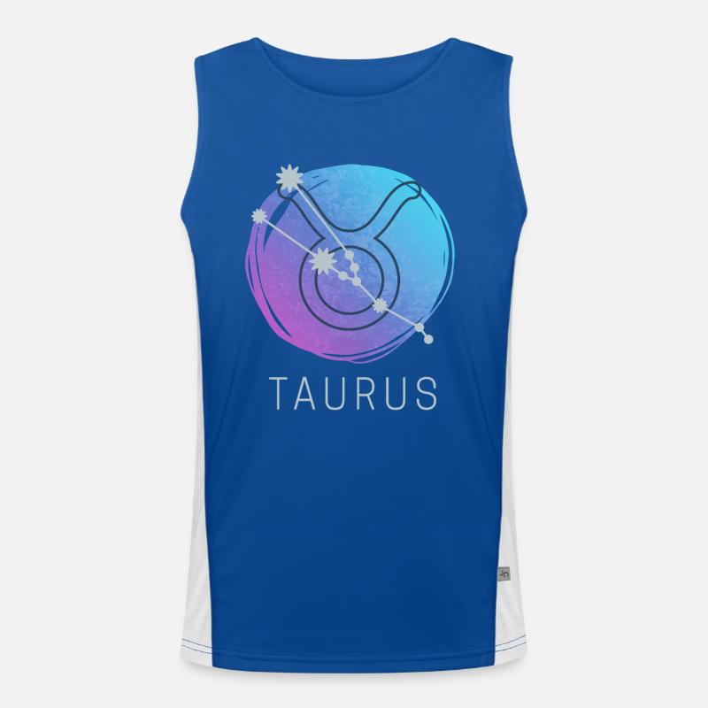 Taurus Stier Sternzeichen Aquarell Astrologie Funktionelles Kontrast-Tank Top für Männer 