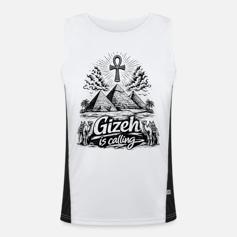 Giza is calling Egypt Pyramids Trip - Men's Functional Contrast Tank Top  - white/black