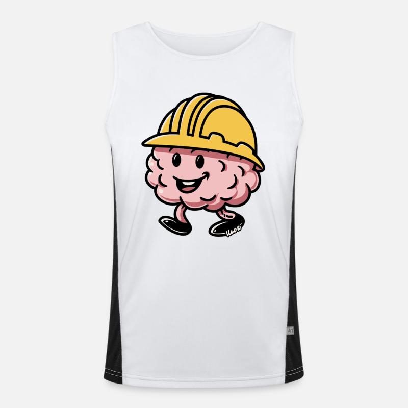 Brain Builder Hard Hat - Men's Functional Contrast Tank Top  - white/black