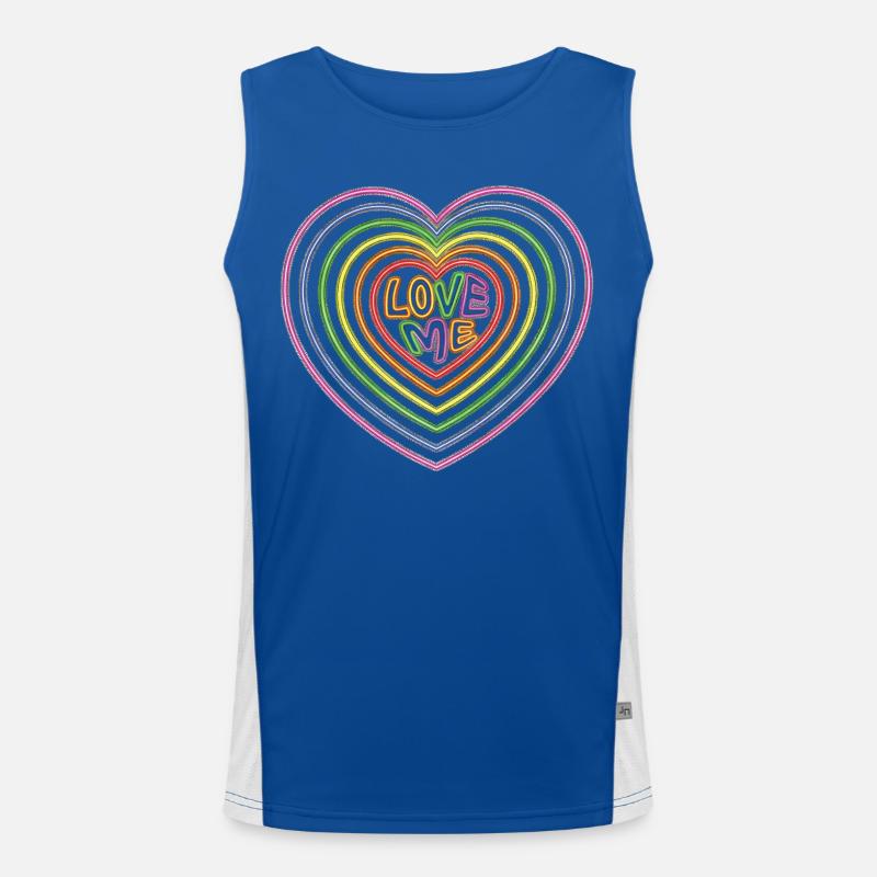 Colorful Love Me Text Hearts Shape Print Men's Functional Contrast Tank Top 