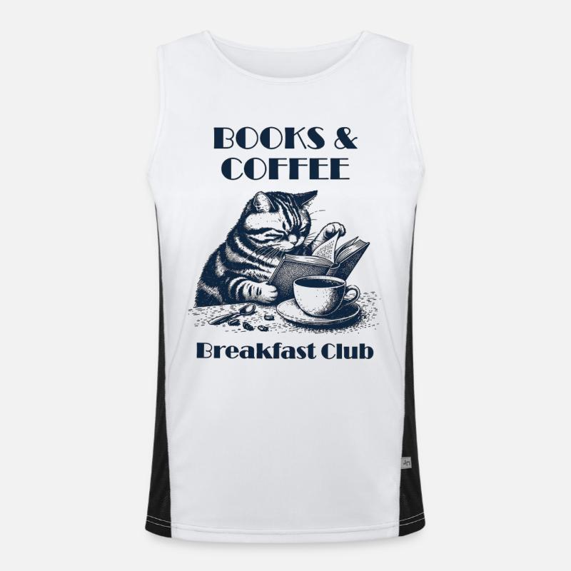 Reading Cat – Books & Coffee Men's Functional Contrast Tank Top 