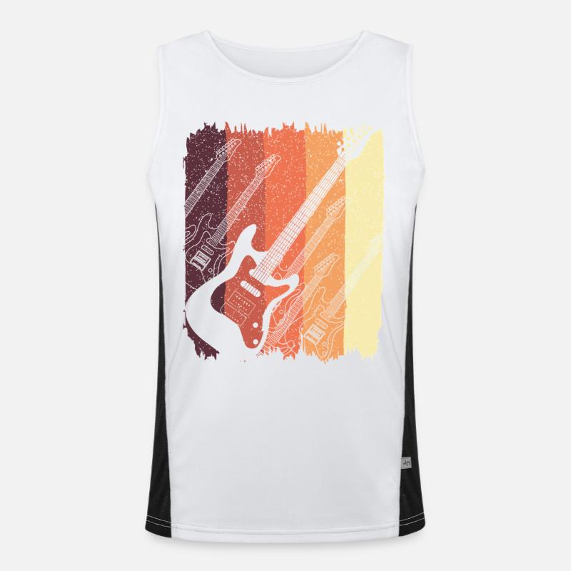 Retro E-Gitarre Sunset Stripes Funktionelles Kontrast-Tank Top für Männer 