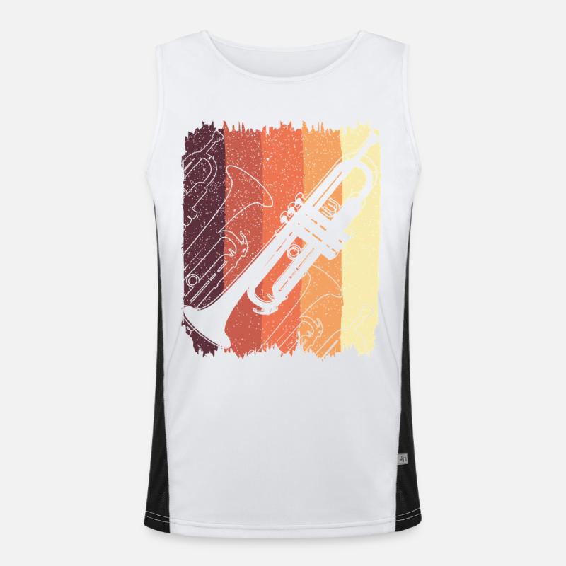 Trompetengraffiti auf Sunset Stripes Funktionelles Kontrast-Tank Top für Männer 