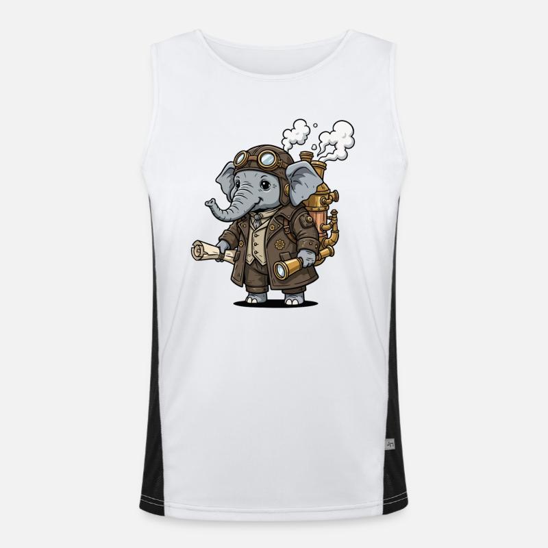 Elephant Explorer Steampunk Steampunk Retro Men's Functional Contrast Tank Top 