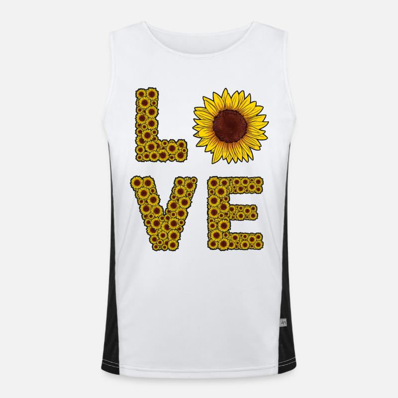 Sonnenblumen-Liebesbriefe Sommer Funktionelles Kontrast-Tank Top für Männer 