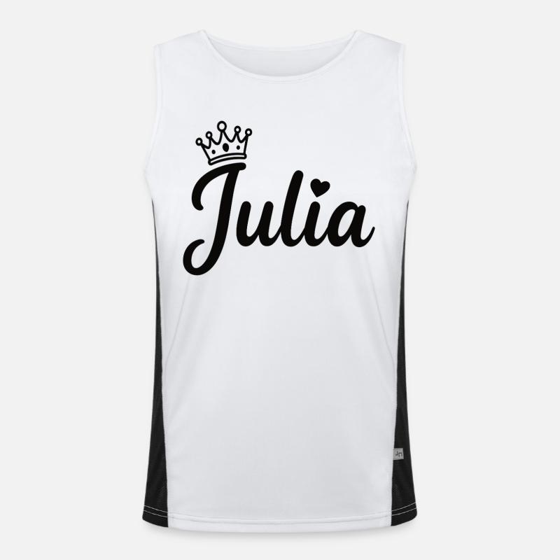 Julia Name Krone Herz Kalligraphie personalisiert Funktionelles Kontrast-Tank Top für Männer 